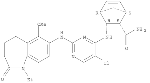 Bicyclo[2.2.1]hept-5-ene-2-carboxamide, 3-[[5-chloro-2-[(1-ethyl-2,3,4,5-tetrahydro-6-methoxy-2-oxo-1H-1-benzazepin-7-yl)amino]-4-pyrimidinyl]amino]-, (1S,2S,3R,4R)-